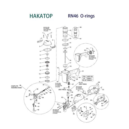 RN46 RN46-1 O-Ring Kit for Bostitch Roofing Nailer with Trigger O-Rings