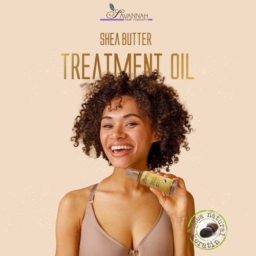 Savannah Hair Therapy Hair Oil with Shea Butter for Frizzy, Dry & Damaged Hair, Hydrating Keratin Treatment Oil, 1.69oz/50ml