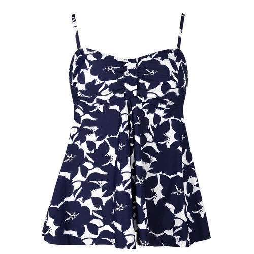 Hilor Women's Flyaway Tankini Top Bandeau Swimsuit Flowy Bathing Suit Navy Floral 12