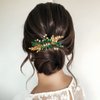 YBSHIN Bride Wedding Rhinestone Hair Comb Gold Leaf Hair Piece Crystal Bridal Hair Accessories for Women