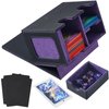 FOTEEMO Deck Box Compatible with Mtg Cards, Prime Card Display Commander Box Magic The Gathering Deck Box Holding 250+ Sleeveless Trading Card Deck Box Card box with Dice Tray (Black&Purple)