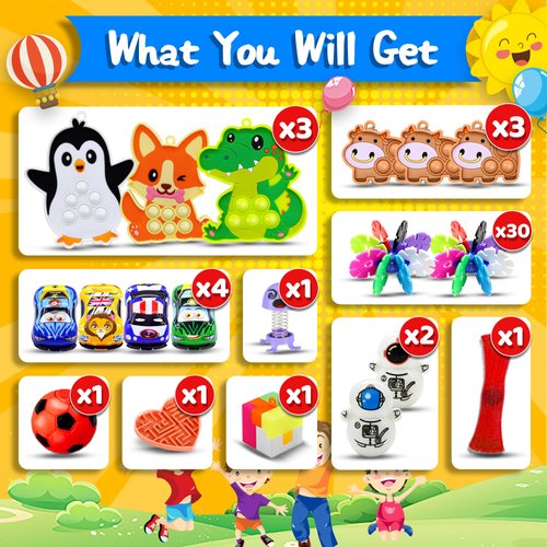 Party Favors for Kids, Fidget Toy Pack Stocking Stuffers Birthday Toys, Carnival Reward Prize Treasure Box Goodie Bag Pinata Stuffers Fillers for Kids