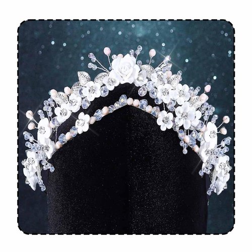 Unicra Silver Flower Crown and Tiaras Bridal Wedding Headband Floral Hair Accessories for Women and Bride