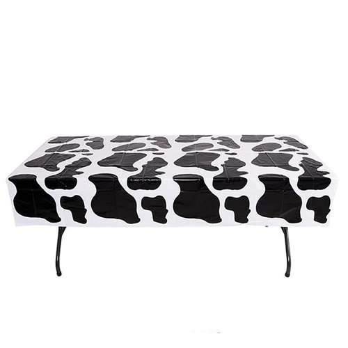 The Dreidel Company Cow Spots Table Cloth 54" x 72" Table Cover for Farm Animal Themed Party, Birthday Party, Picnic Table Covers (3-Pack)
