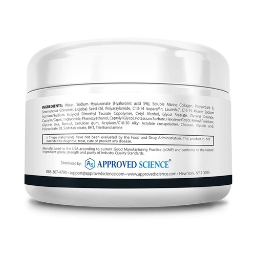 Approved Science Retinol Cream with 1% Retinol, 5% Collagen, and 5% Hyaluronic Acid - Revitalize, Brighten, Firm, and Plump Skin - 2 fl. oz. (60 ml)