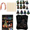 OPUHOHR Christmas Scratch Paper Art Set, Rainbow Scratch Off Notebooks Arts Crafts Supplies Set, Christmas Tree Snowman Scratch Paper Card for Kids DIY Christmas Gift Birthday Card