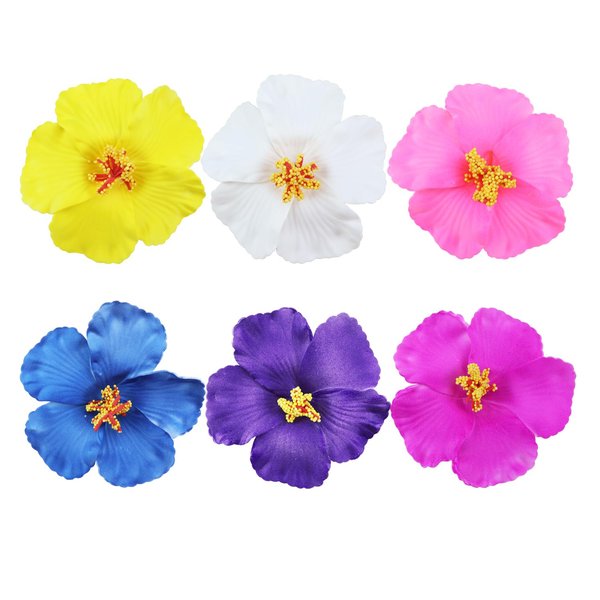 Aacehlh 6pcs Hawaiian Flower Hair Clips,3.94 Inch Plumeria Hair Clips Hibiscus Hair Barrettes for Hawaii Tropical Party Decorations, Luau Party Supplies favors, Bridal Wedding