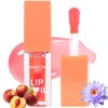Bowitzki Color Changing Lip Oil Lip Glow Gloss Hydrating Transparent Tinted Nourishing Long Lasting Lip Balm Care Moisturizing Repairing Lightening Lip Lines Blue Lotus Tocopherol Squalane (Peach)