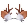 Christmas Deer Ears Headband Hairpins Hairbands Brown Elk Deer Antlers Headband with Elk Fluff Design Party Xmas Reindeer Antlers Decor Christmas Deer Costume Headband Hairpin for Women