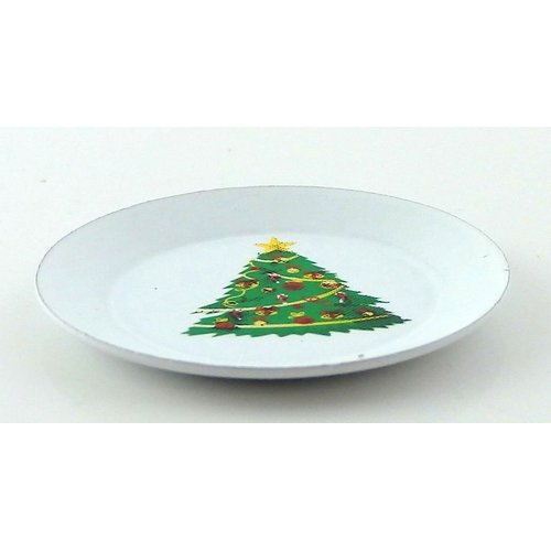 Melody Jane Dolls Houses Christmas Tree Plate Miniature Kitchen Dining Room Table Accessory