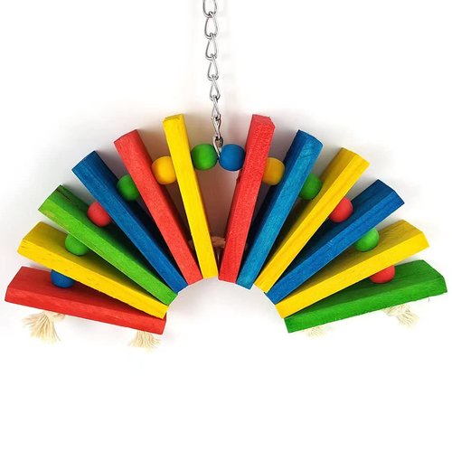 Bird Chew Toys - Parrot Cage Bite Toy Wooden Blocks Bird Parrot Toy for Small and Medium Cockatoos and Various Birds