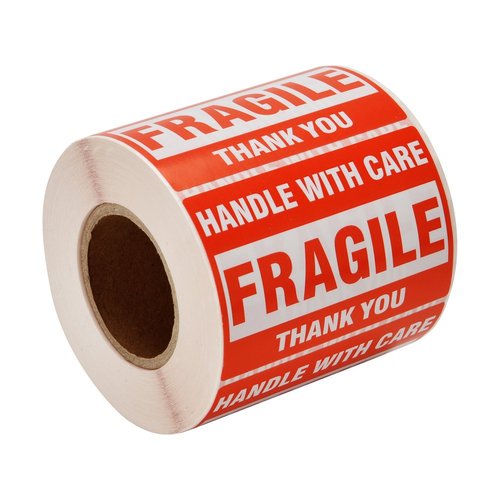 [1 Roll, 500 Labels] 2" x 3" Fragile Stickers Handle with Care Warning Packing/Shipping Labels - Permanent Adhesive