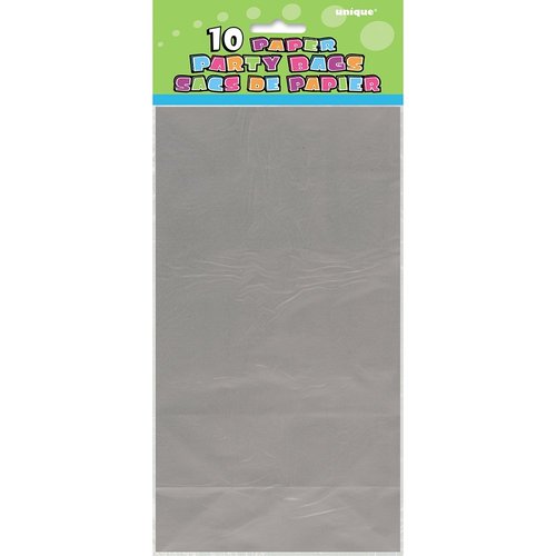 Sparkling Silver Metallic Paper Party Bags - (Pack of 10) - Premium, Eye-catching, and Eco-friendly Gift Bags for Any Celebration or Event