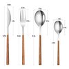 Stainless Steel Flatware Set for 4, Cutlery Utensils Set with Simulated Wooden Handle Include Knives Forks Spoons Service for 4, Mirror Polished and Dishwasher Safe (Silver)