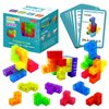 coskehan Magnetic Building Blocks, STEM Magic Magnetic 3D Puzzle Cubes, 7 Pcs Preschool Multi Shapes Magnetic Toys with 54 Cards, Montessori Sensory Autism Building Toys for Kids