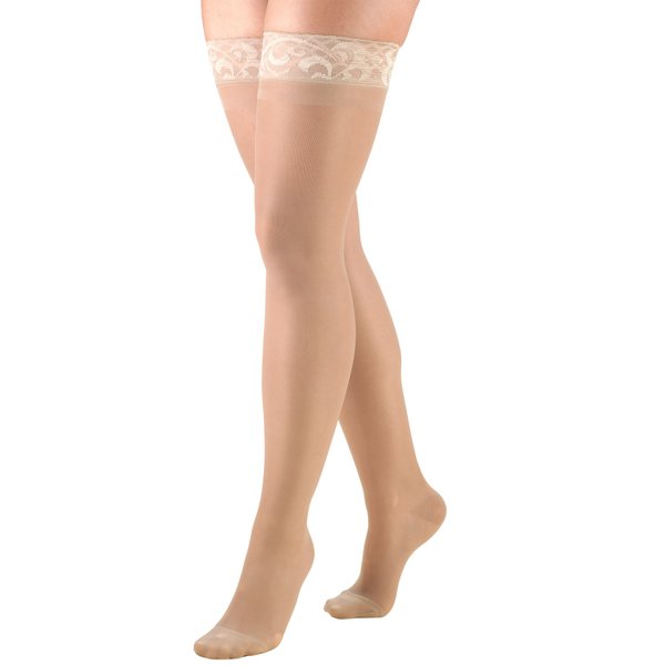 Truform Sheer Compression Stockings, 15-20 mmHg, Women's Thigh High Length, 20 Denier, Nude, Small