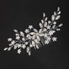 YERTTER Bridal Hair Comb Crystal Bride Wedding Hair Comb Rhinestone Flower Bridal Hair Pieces Pearl Wedding Hair Accessories for Women and Girls (Silver)