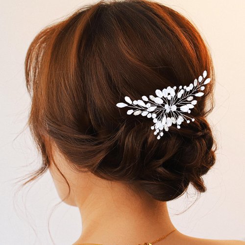 Generic Bridal Wedding Hair Pins for Women Rhinestone Silver Vine Bride Hairpiece Elegant Handmade Gift for Women Girls