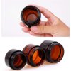 6PCS 10ml Amber Glass Jar Empty Refillable Cosmetic Face Cream Lip Balm Storage Jars Bottle Container Pot with Liners and Screw Black Lid for Make up Essential Oils Lotion