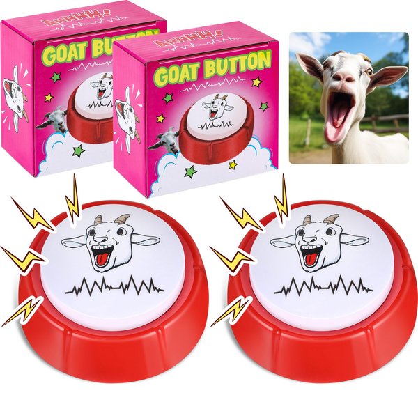 Halloscume 2 Pack Screaming Button with Gift Box Screaming Desk Toys Goat Talking Button Screaming Desk Toy Goat Button with a Funny Goat Scream Novelty Gifts for Men and Women