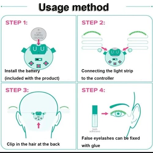 ZCLYHT LED Luminous Eyelash Lamp, Flashing Fake Eyelash Night Lights, False Eyelashes Non Grafting Halloween 6 Colors to Choose From (White)