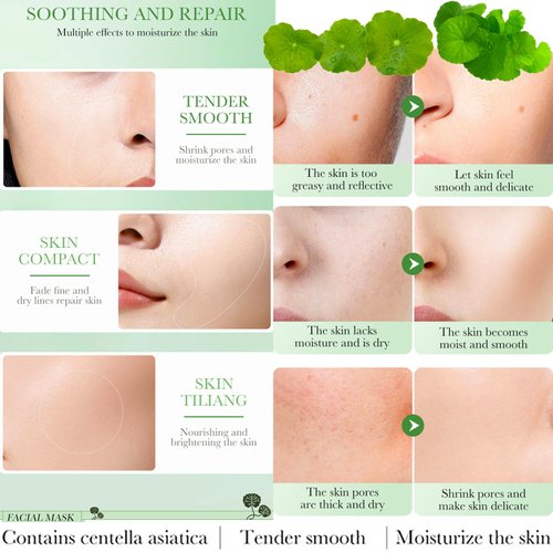 BIOAQUA Centella Asiatica Moisturizing Facial Soothing Repair Face Mask Oil Control Anti-Acne 25g x 7pcs