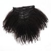 Afro Kinky Curly Human Hair Clip in Extensions Virgin Mongolian Human Hair Clip in Hair Extensions for Black Women Natural Color 12'' 7pcs/set 120gram/set