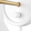 Globe Electric 65542 1-Light Dimmable Plug-in or Hardwire Wall Sconce, Matte White, Brass Accent, Stepless Dimming Rotary Switch on Canopy, White Fabric Cord, Wall Lighting, Bulb Not Included