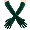 EORUBE Long Opera Gloves for Women Velvet Gloves 1920s Flapper Stretchy Elbow Length Halloween Costume Gloves (Dark Green)