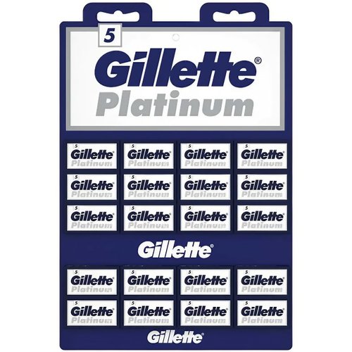 Gillette, 100 Gillette Platinum Double Edge Safety Razor Blades on a display card, 20 dispnesers of 5 Blades