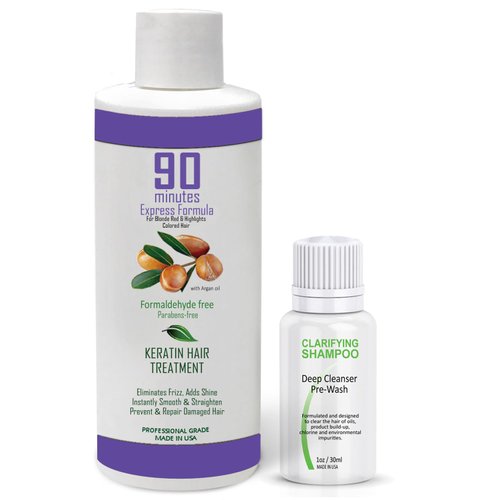 90 MINUTES Purple Brazilian Keratin Treatment for BLONDE Hair Types, Formaldehyde-Free Protein & Argan Oil Complex for Shiny, Soft, Straight Hair