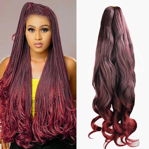 TRESKIIO 9 Packs 24 inch French Curl Braiding Hair Pre Stretched Wavy Synthetic Hair Extensions Premium french curly braiding hair expression pre stretched braids french curls crochet hair (TBUG)