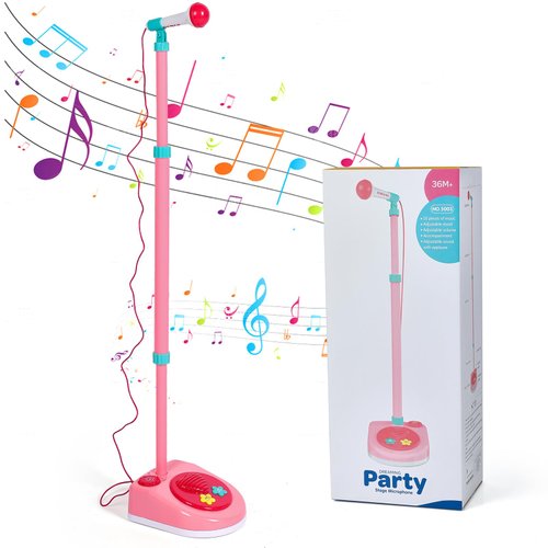 Kids Standing Microphone, Adjustable Standing Microphone, Karaoke Machine Microphone with Stand for Singing Tour Toddler Kids Microphone, Musical Toys for 3 Years Old Boys or Girls Birthday Gift 36M+