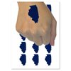 Illinois State Silhouette Temporary Tattoo Water Resistant Fake Body Art Set Collection - 15 2" Tattoos (1 Sheet)