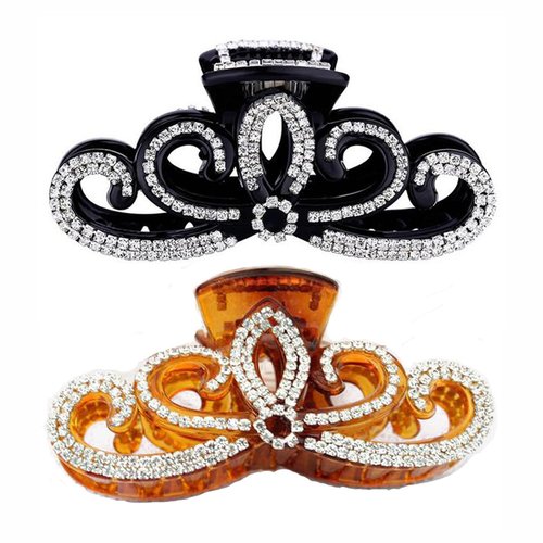 JINBUYAO 2pcs Lotus Rhinestone Hair Clip for Women Thick Hair Big Grab Clip Rhinestone Hair Accessories Gifts Claw Hair Clips Diamond Crystal Hair Clip Prom Hair Accessories