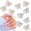 KRTBKR 10Pcs Alloy Butterfly Nail Charms Gems Rhinestones 3D Metallic Gold Silver Charm Decorations Art Supplies for Women Girls Acrylic Manicure Jewelry