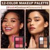 AOAZXBB 12 Colors Cream Blush Palette Cream Concealer Foundation Palette,Natural Matte Contour Palette Long Wearing Full Coverage Face Makeup Palette with Brush