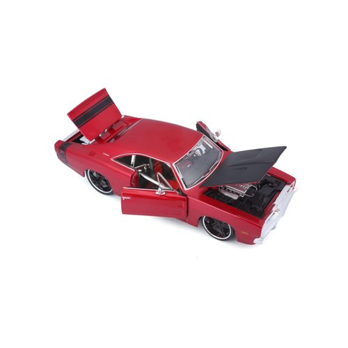 Maisto 1969 Dodge Charger R/T Red Metallic with Black Hood and Black Stripes Classic Muscle 1/25 Diecast Model Car