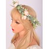 Wiwpar Boho Flesh Floral Headband Flower Garland Wedding Photo Prop Leave Headpiece Flower Wreath Headband with Adjustable Ribbon for Women Party Birthday Gift Halloween Costume Accesso (Flesh)