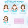 50 PCS Pink Disposable Face Mask for Kids,Individually Wrapped,3 Ply