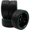 HIRCQOO 1/10 RC Drift Car Tires 12mm Hex Hub Wheel Rims & Hard Plastic Tyre 6 Spoke Compatible with Traxxas HSP Tamiya Kyosho HPI Redcat 1/10 On-Road RC Drift Drifting Car (Green)
