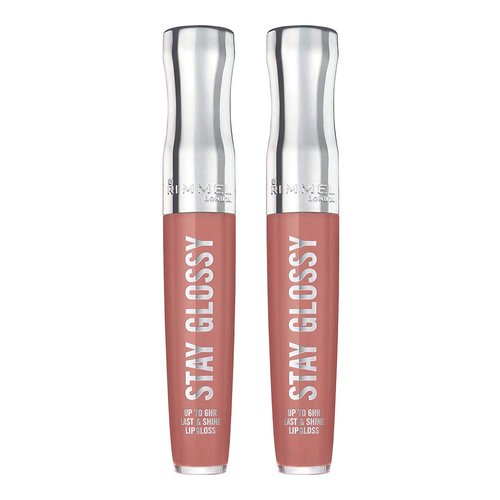 Rimmel Stay Glossy 6HR Lip Gloss, Bare Minimum, 0.18 Fl Oz (Pack of 2)
