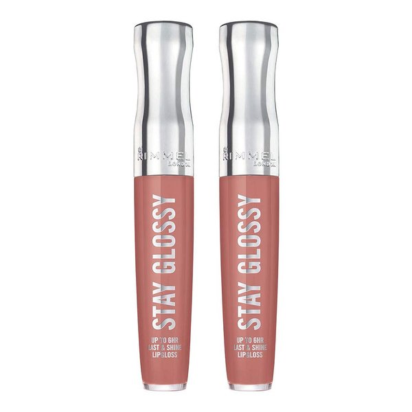 Rimmel Stay Glossy 6HR Lip Gloss, Bare Minimum, 0.18 Fl Oz (Pack of 2)