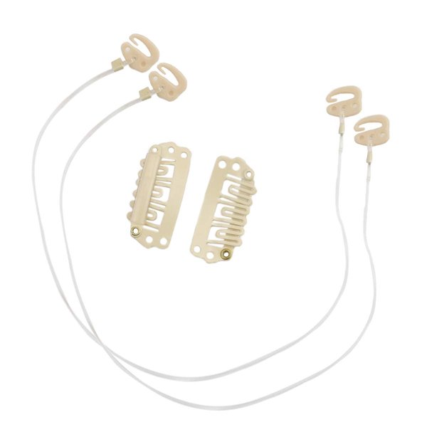 Ve Sunny Replacement Wire and Clips for Fishing Line Hair Extensions 2 Clips and Adjustable 2 Wire 10.5 inch (Elastic) and 11 inch (No Elasticity)