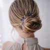 fxmimior Simple Dainty Blue Crystal Rhinestone Hair Comb Hair Accessories with Rhinestone Bridal Silver Side Combs for Women Hair Ornaments in the form of Combs