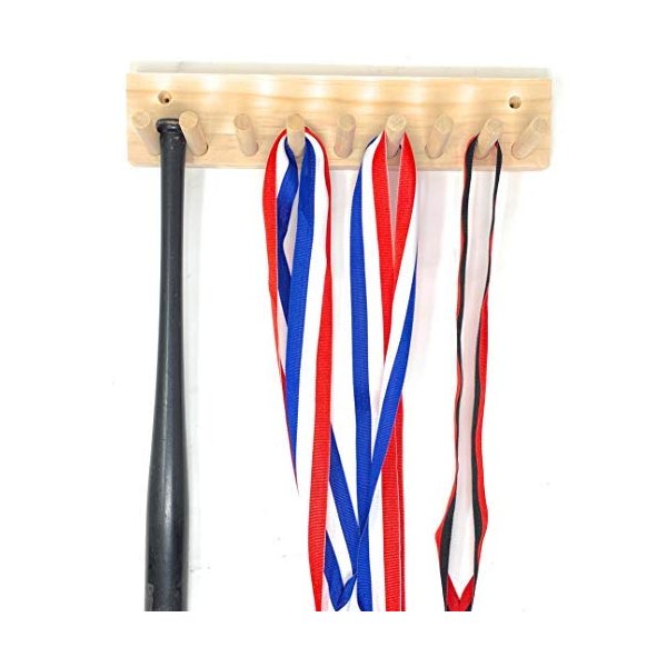 Baseball Bat Rack Natural Finish Meant to Hold Up to 8 Mini Size Collectible Bats Holder Display