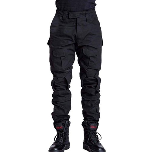 AKARMY Men's Hiking Pants Casual Camouflage Multi-Pocket Cargo Work Pants G3WF Black