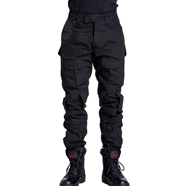 AKARMY Men's Hiking Pants Casual Camouflage Multi-Pocket Cargo Work Pants G3WF Black