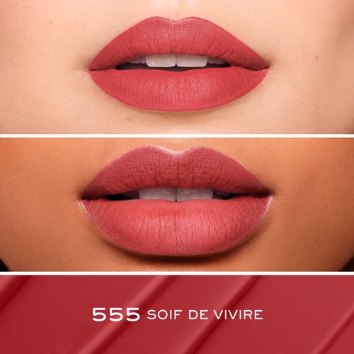 Lancôme L'Absolu Rouge Drama Ink Semi-Matte Liquid Lipstick - Highly Pigmented - All Day Wear - 555 Soif De Vivre