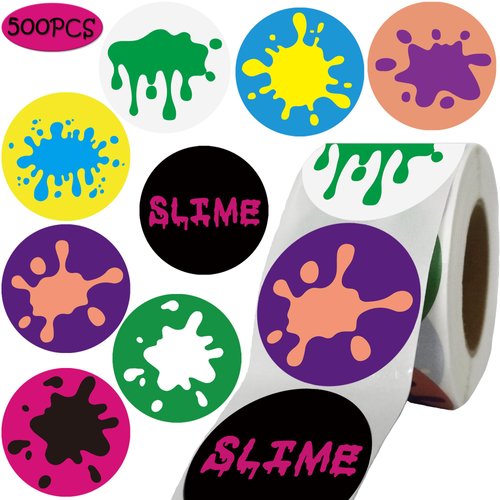 500PCS Rainbow Slime Themed Sticker -Art Sticker/Paint Sticker Party Supplies Decorations Birthday Baby Shower Party Favors
